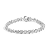 .925 Sterling Silver 1/10 Cttw Diamond Open Circle Wheel Link 7" Tennis Bracelet (I-J Color, I2-I3 Clarity)